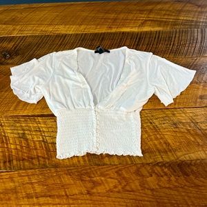small white button up crop top